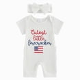 thumbnail image 1 of felwors Baby Girl Independence Day Outfit My First 4th of July Onesie Romper Ribbed Knit Jumpsuit with Headband,White,3-6 Months, 1 of 3