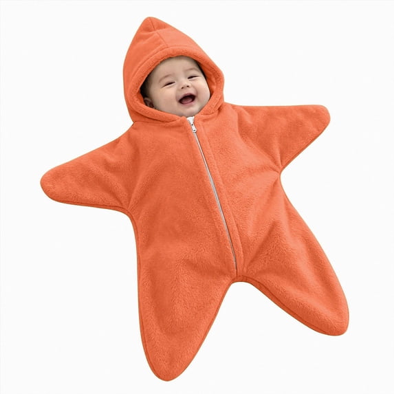 felwors Baby Star Suit Newborn Fleece Starfish Bunting Romper Infant Halloween Footie Jumpsuit Winter Warm Wearable Blanket