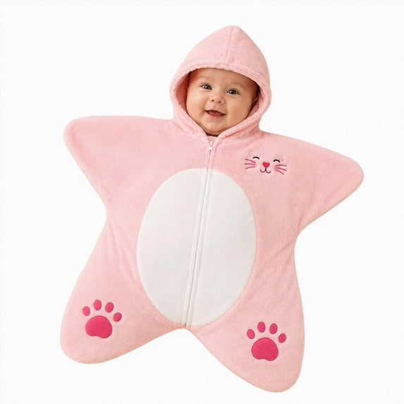felwors Baby Starfish Onesie,Cozy Star Babies Swaddle Bag,Infant Soft Fleece One Piece Romper,Fall Winter Warm Outfits