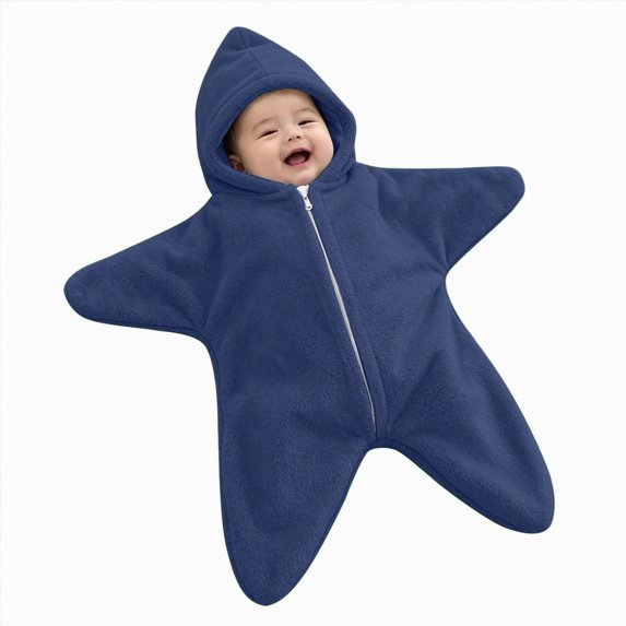 felwors Baby Starfish Onesie,Cozy Star Babies Swaddle Bag,Infant Soft Fleece One Piece Romper,Fall Winter Warm Outfits