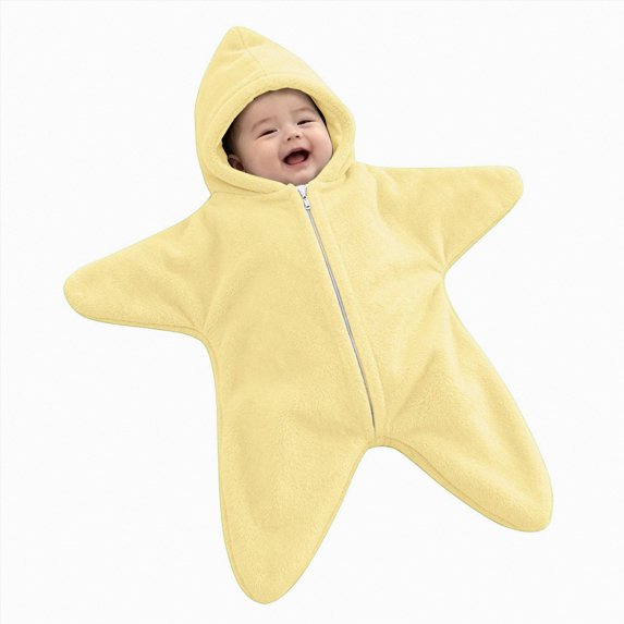 felwors Baby Starfish Onesie,Cozy Star Babies Swaddle Bag,Infant Soft Fleece One Piece Romper,Fall Winter Warm Outfits