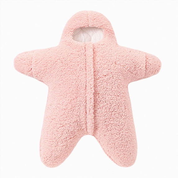 felwors Baby Starfish Onesie, Cute Thick Fleece Wearable Soft Newborn Baby Infant Warm Swaddle Wrap Sleeping Sack (Pink,6-9 Months)