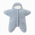 thumbnail image 1 of felwors Baby Starfish Onesie, Thick Imitation Fleece Starfish Newborn Romper, Infant Footie Jumpsuit Winter Warm Outfits (Blue,3-6 Months), 1 of 7