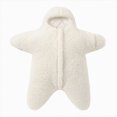 thumbnail image 1 of felwors Baby Starfish Onesie, Thick Imitation Fleece Starfish Newborn Romper, Infant Footie Jumpsuit Winter Warm Outfits (White,6-9 Months), 1 of 7
