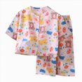 thumbnail image 1 of felwors Big Girls Pajamas Cute Short Sleeve & Pants 2-Piece PJ Set(Black,5-6 Years), 1 of 5