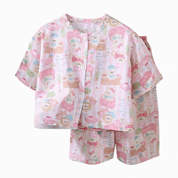 felwors Big Girls Pajamas Cute Short Sleeve & Pants 2-Piece PJ Set(Purple,7-8 Years)