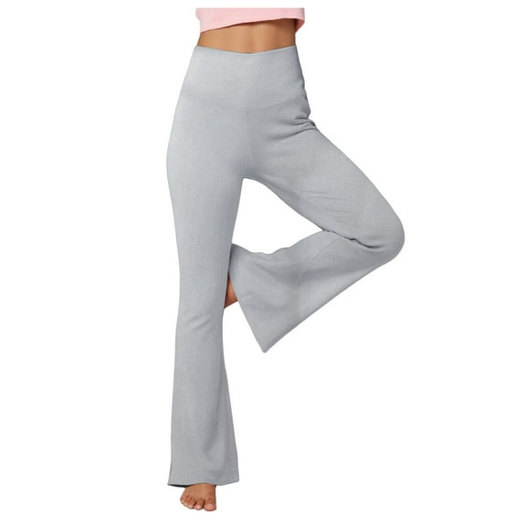 felwors Black Flare Yoga Pants for Women - Soft High Waist Bootcut Leggings Tall & Long Bootleg Pants for Women Grey, XL