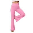 thumbnail image 1 of felwors Black Flare Yoga Pants for Women - Soft High Waist Bootcut Leggings Tall & Long Bootleg Pants for Women Pink, XS, 1 of 8