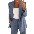 thumbnail image 1 of felwors Blazer Sets Women 2 Piece Outfits Plus Size Women Business Casual Sets Dressy Blazer Jackets Straight Leg Pants Suits Blue, XXXL, 1 of 4