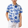 thumbnail image 1 of felwors Boy's Button Down Hawaiian Short Sleeve, Kids Summer Beach Hawaiian for Boys(Z01-Blue,14-15 Years), 1 of 7