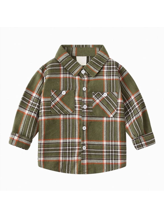 Boy's Toddler Kids Casual Long Sleeve Western Pearl Snap Button Up Plaid Shirt (Green,3-4 Years)