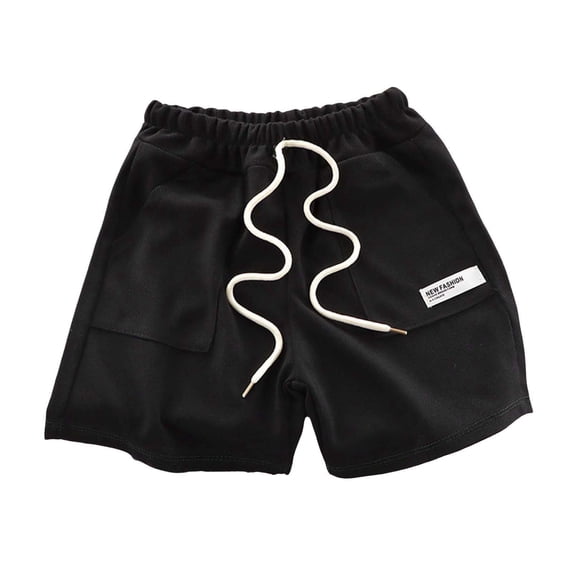 felwors Boys Athletic Gym Shorts Cotton Casual Shorts Elastic Waist Joggers Sports Sweat Shorts with Pockets (7-8 Years,Black)