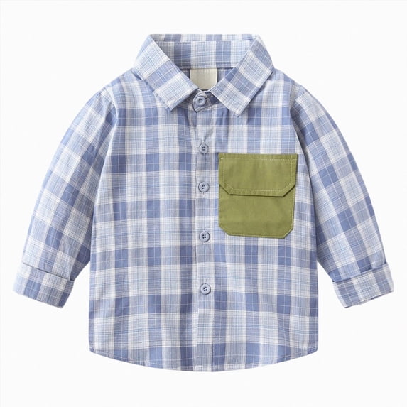 felwors Boys Flannel Shirts Button Down Long Sleeve Shirts | Soft lightweight fabric, skin-friendly, fade & shrink resistant, low iron care, perfect for casual wear & active boys (Blue,3-4 Years)