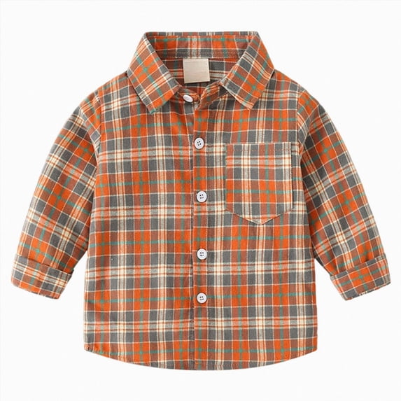 felwors Boys Flannel Shirts Long Sleeve Button Down Plaid Shirt | Fall, Holiday, Picture Day, Collared, Kids Button Up (Gold,4-5 Years)
