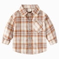 thumbnail image 1 of felwors Boys Flannel Shirts Long Sleeve Button Down Plaid Shirt | Fall, Holiday, Picture Day, Collared, Kids Button Up (Orange,3-4 Years), 1 of 7