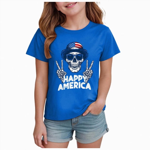felwors Boys Girls 4th of July Shirts American Flag T-Shirts Kids Patriotic Tops Tees