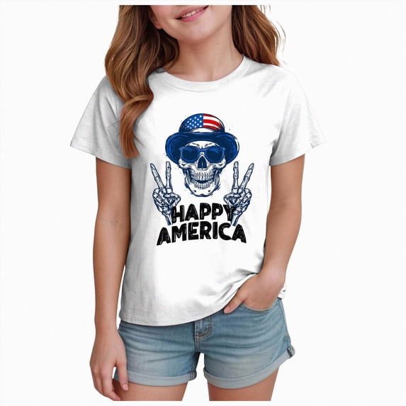 felwors Boys Girls 4th of July Shirts American Flag T-Shirts Kids Patriotic Tops Tees