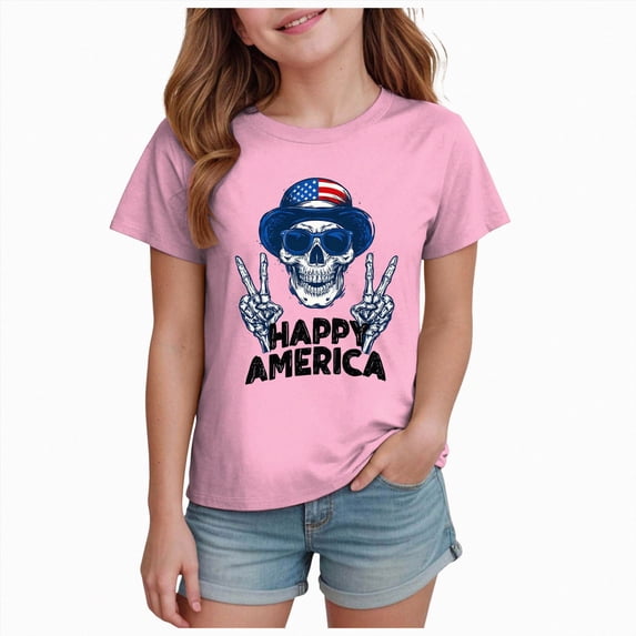 felwors Boys Girls 4th of July Shirts American Flag T-Shirts Kids Patriotic Tops Tees