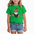 thumbnail image 1 of felwors Boys Girls Halloween Short Sleeve Shirts Toddler T-Shirt for Kids 3D Graphic Spooky Ghost Pumpkin Tees Top(Green,4-5 Years), 1 of 5