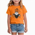 thumbnail image 1 of felwors Boys Girls Halloween Short Sleeve Shirts Toddler T-Shirt for Kids 3D Graphic Spooky Ghost Pumpkin Tees Top(Orange,8-9 Years), 1 of 5
