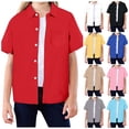 thumbnail image 1 of felwors Boys' Girls' Long Sleeve Solid Button-Down Collared Oxford Shirt with Chest Pocket School Uniform (5-6 Years, Red), 1 of 7