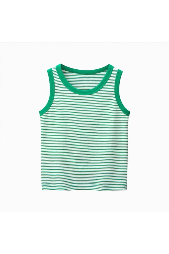Boys Girls T-Shirts Rainbow Stripe Cotton Unisex Top(Green,8-9 Years)