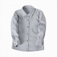 thumbnail image 1 of felwors Boys Long Sleeve Dress Shirts Classic Collared Button Down Shirt | Fashion Uniform Shirts,Boys School Clothes,Toddler Boy Shirts (Grey,3-4 Years), 1 of 5
