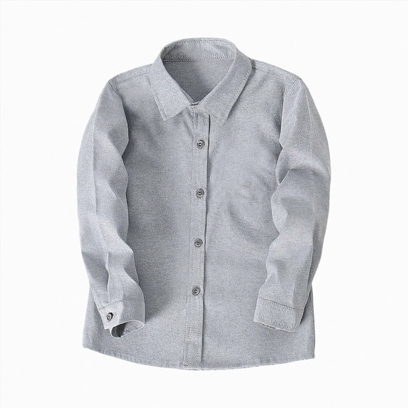 felwors Boys Long Sleeve Dress Shirts Classic Collared Button Down Shirt | Fashion Uniform Shirts,Boys School Clothes,Toddler Boy Shirts (Grey,3-4 Years)