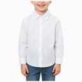 thumbnail image 1 of felwors Boys Long Sleeve Dress Shirts Kids Classic Collared Button-Down Shirt School Uniform Shirts (White,5-6 Years), 1 of 5