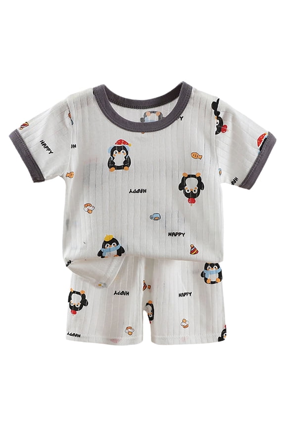 Boys Pajama Two Piece Short Sleeve Toddler Pajamas PJ Sets for Boys and Girls - Adorable Pattern Summer Pajamas Shorts (5-6 Years,Grey)