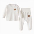 thumbnail image 1 of felwors Boys and Girls Thermal Pajama Sets, Soft Cotton Winter Long Sleeve 2 PC Boys' Sleepwear (White,9-12 Months), 1 of 6