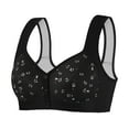 thumbnail image 1 of felwors Bra for Older Women, Breathable Front Closure Daisy Bra, 2025 New Comfortable Front Close Button Bras No Underwire Black, 36/80, 1 of 8