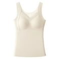 thumbnail image 1 of felwors Built in Bra Tank Tops for Women,2025 Elegant Patchwork Thermal Underwear High Stretch Comfy Layer Cami Beige, XXL, 1 of 8