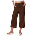 thumbnail image 1 of felwors Capri Women Wide Leg Trendy High Waisted Baggy Straight Casual Summer Stretch Denim Capris Pants Coffee for Size L, 1 of 5