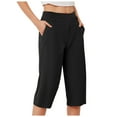 thumbnail image 1 of felwors Capris for Seniors Stretch High Waisted Crop Office Work Pants Summer Casual Capri Slacks Yoga Dress Pant Black, XXL, 1 of 5