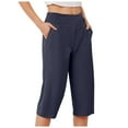 thumbnail image 1 of felwors Capris for Seniors Stretch High Waisted Crop Office Work Pants Summer Casual Capri Slacks Yoga Dress Pant Navy, XXL, 1 of 5