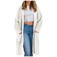 thumbnail image 1 of felwors Cardigan for Women Women's Autumn and Winter Solid Color Fashionable Thin Lapel Long Woolen Fall Outfits White, M, 1 of 4