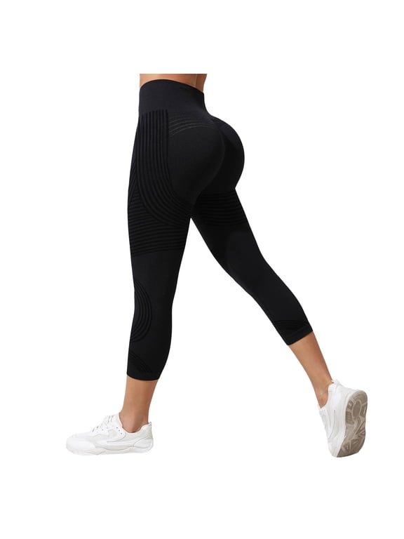Resistance Band Leggings for Women 3D Anti Cellulite Compression Capri Leggings Scrunch Butt Lifting Yoga Pants Black for Size L