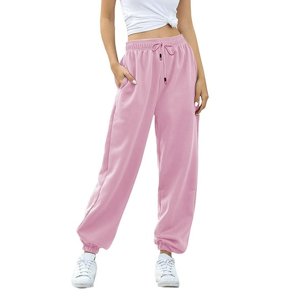 felwors Cinch Bottom Sweatpants for Women with Pockets Pink, XL