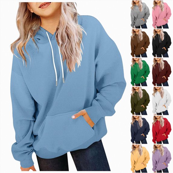 felwors Cute Hoodies for Teen Girls Trendy Preppy Hooded Sweatshirts Oversized Long Sleeve Shirts Gradient Clothes for Girls (Blue,6-7 Years)