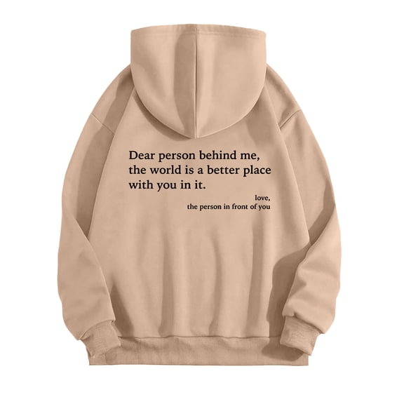 felwors Enough - Oversized Hoodie for Women & Teen Girls, Graphic Pullover Sweatshirt Top Khaki, L