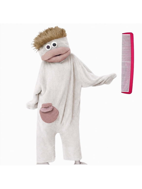 Family Matching Monster Onesie with Comb Silly Big Mouth Monster Outfit Fleece Hooded Soft Plush Jumpsuit for Adult and Kids(White,S)