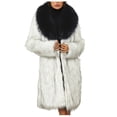 thumbnail image 1 of felwors Faux Fur Coat Women Long Fuzzy Fleece Jacket Open Front Cardigan Fur Lapel Coat Warm Winter Coats Fashion Outfits Black, M, 1 of 6