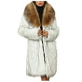 thumbnail image 1 of felwors Faux Fur Coat Women Long Fuzzy Fleece Jacket Open Front Cardigan Fur Lapel Coat Warm Winter Coats Fashion Outfits Gold, XL, 1 of 6