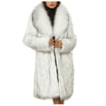 thumbnail image 1 of felwors Faux Fur Coat Women Long Fuzzy Fleece Jacket Open Front Cardigan Fur Lapel Coat Warm Winter Coats Fashion Outfits White, S, 1 of 6