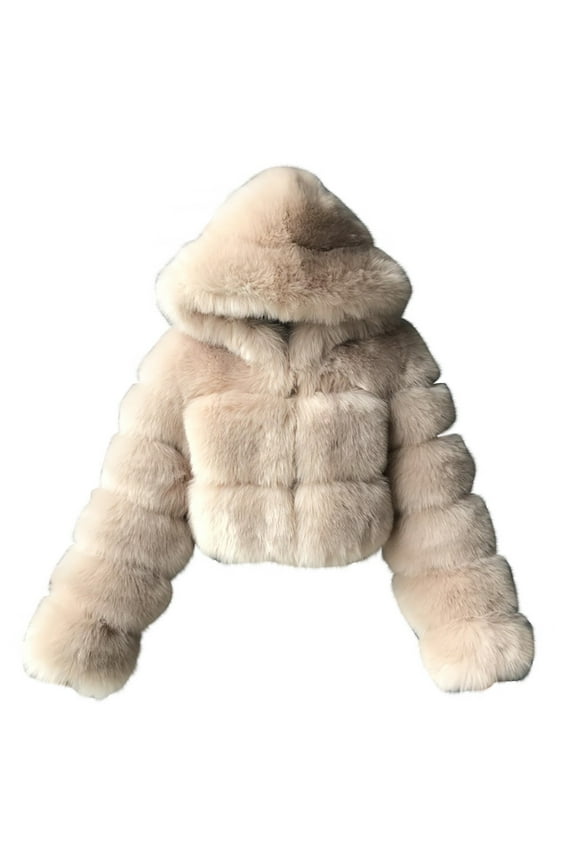 felwors Faux Fur Women's Winter Warm Jacket Shawl Wrap Stole Shrug Wedding Cover Up Coat Outerwear Sweater Khaki, S