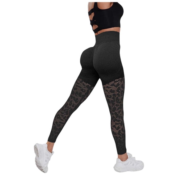 felwors Floral Lace Leggings,High Waisted Footless Tights for Women,Sheer Mesh Pants Bridal Date Night Concert (Gray, L)