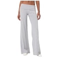 thumbnail image 1 of felwors Fold Over Yoga Pants for Women Low Rise Straight Leg Sweatpants Y2k Solid Color Stretchy Loose Gym Lounge Leggings（Light Gray， L）, 1 of 4