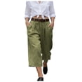 thumbnail image 1 of felwors Gaucho Pants For Women Summer Wide Leg Cotton Dressy 2026 Casual Cropped Pant Culottes with Pockets Green for Size L, 1 of 9