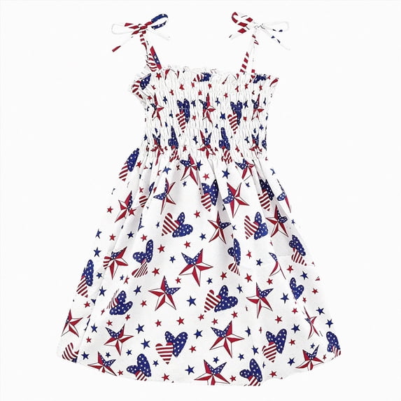 felwors Girls 4th of July Dress Toddler Butterfly USA Sundress Stars Stripes Dresses Kids Patriotic Clothes 1-5 Years(Silver,18-24 Months)